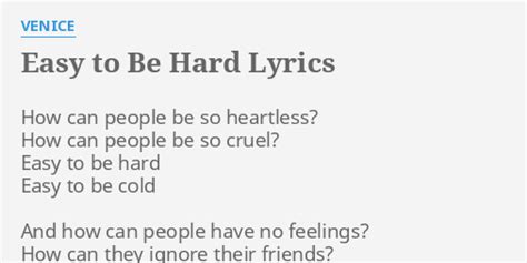 easy to be hard lyrics meaning